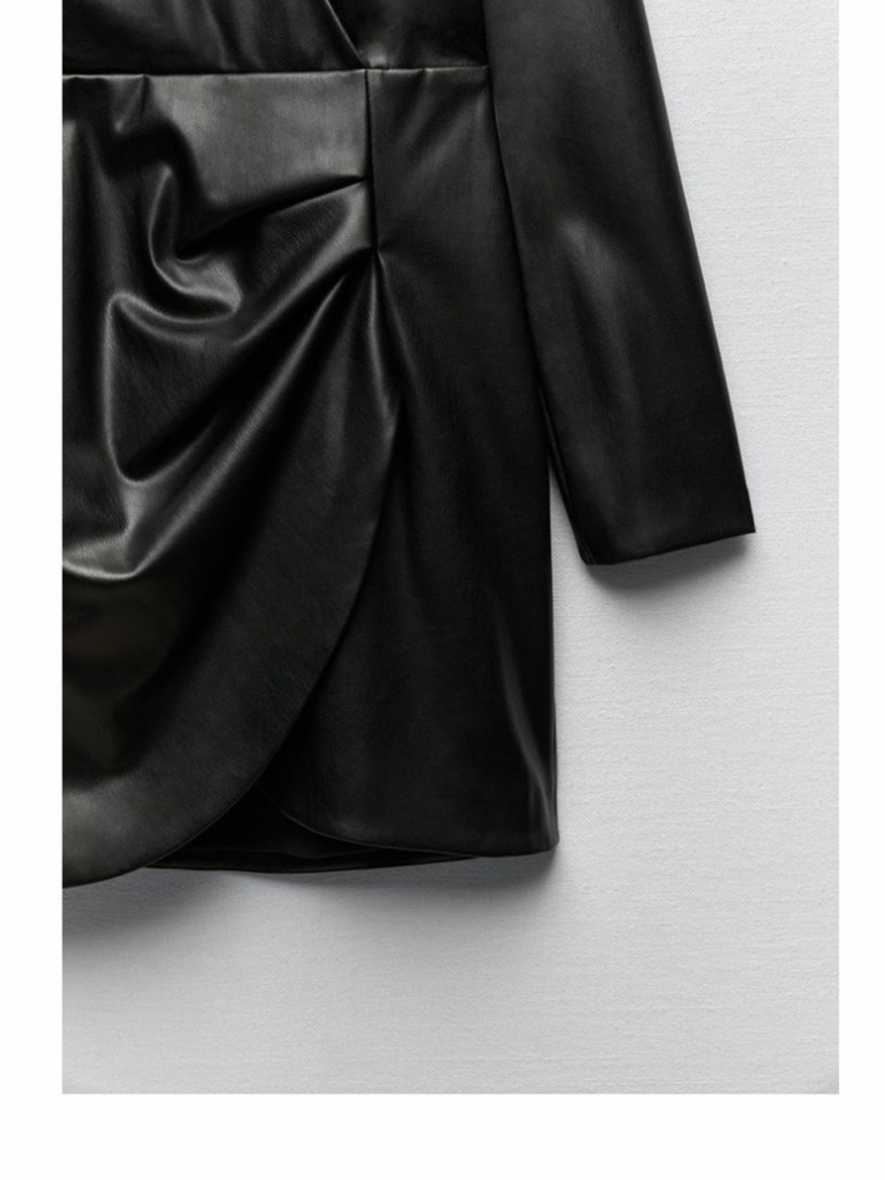 ZARA DRAPED FAUX LEATHER DRESS - Picture 7 of 11